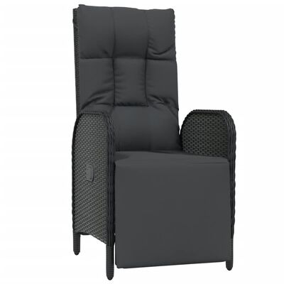 vidaXL Set mobilier de grădină cu perne, 7 piese, negru, poliratan