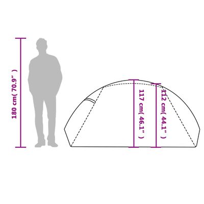 vidaXL Cort de camping cupolă pentru 2 persoane, verde, impermeabil