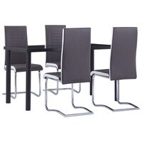 vidaXL Set mobilier de bucătărie, 5 piese, gri, piele ecologică