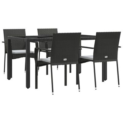 vidaXL Set mobilier de grădină cu perne, 5 piese, negru, poliratan