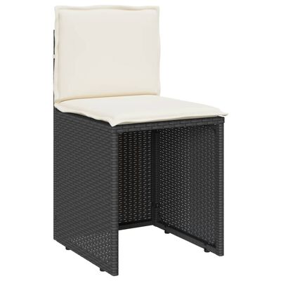 vidaXL Set bistro cu perne, 3 piese, negru, poliratan