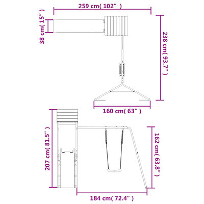 vidaXL Set de joacă pentru exterior, lemn de pin impregnat