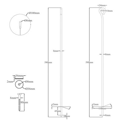 vidaXL Ancore de sol, 4 buc., 10 x 60 cm, metal galvanizat