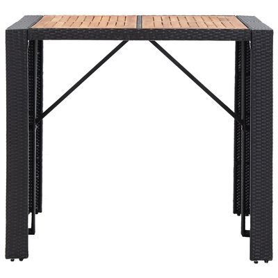 vidaXL Set mobilier de exterior 5 piese, negru, poliratan, lemn acacia