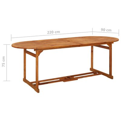 vidaXL Set mobilier de grădină 11 piese 220x90x75cm, lemn masiv acacia