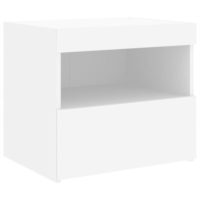 vidaXL Noptiere cu lumini LED, 2 buc., alb, 50x40x45 cm