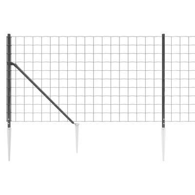 vidaXL Gard plasă de sârmă cu țăruși de fixare, antracit, 1,1x10 m