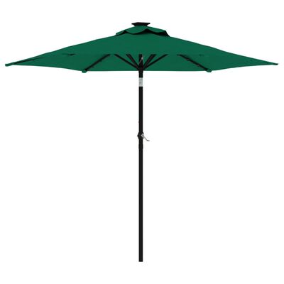 vidaXL Umbrelă soare de grădină stâlp din oțel/LED verde 225x225x212cm