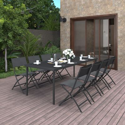 vidaXL Set mobilier de exterior, 9 piese, oțel