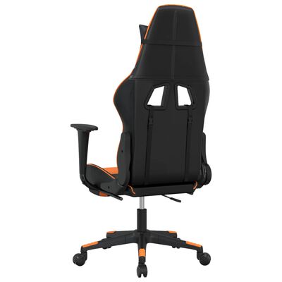 vidaXL Scaun de gaming cu suport picioare, negru/oranj, piele eco