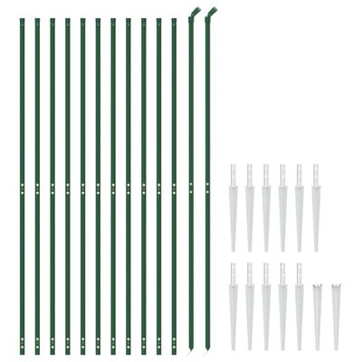 vidaXL Gard plasă de sârmă cu țăruși de fixare, verde, 1,8x25 m