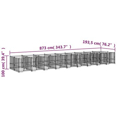 vidaXL Padoc pentru câini de exterior, 16,89 m², oțel