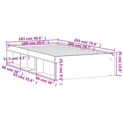 vidaXL Cadru pat, negru, 100x200 cm