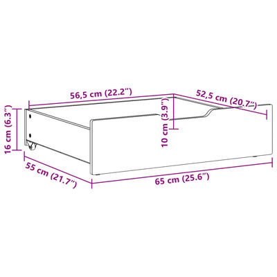 vidaXL Sertare de pat 2 buc. 65x55x16 cm maro ceruit lemn masiv de pin