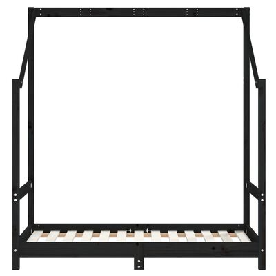 vidaXL Cadru de pat pentru copii, negru, 2x(70x140) cm, lemn masiv pin