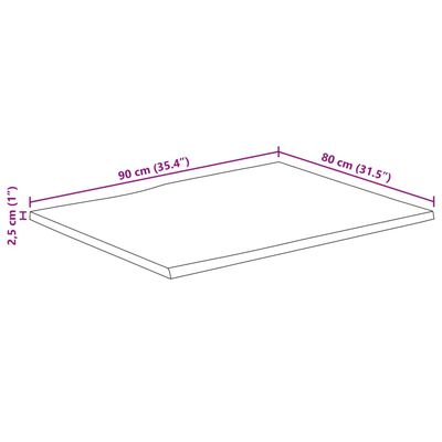 vidaXL Blat masă cu margini naturale, 90x80x2,5 cm, lemn masiv mango