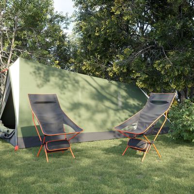 vidaXL Scaune camping pliabile, 2 buc., negru, textil oxford /aluminiu