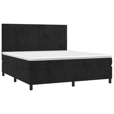 vidaXL Pat box spring cu saltea, negru, 180x200 cm, catifea