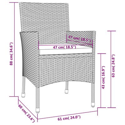 vidaXL Set mobilier de grădină cu perne, 9 piese, negru, poliratan