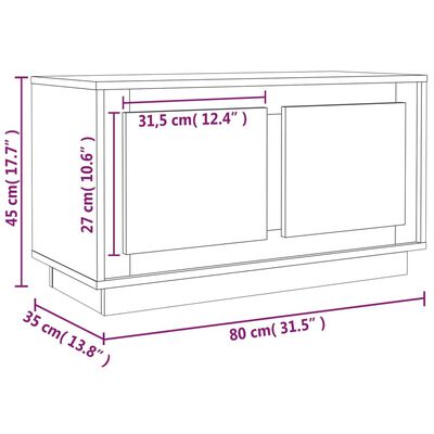 vidaXL Comodă TV, gri sonoma, 80x35x45 cm, lemn prelucrat