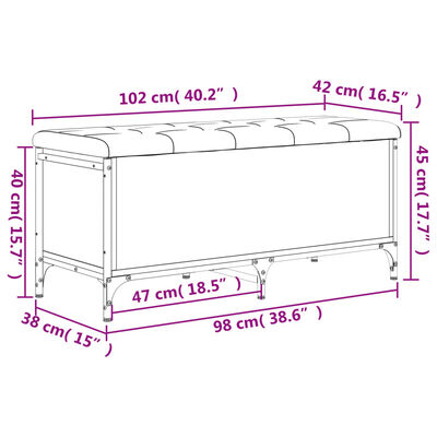 vidaXL Bancă de depozitare stejar sonoma, 102x42x45 cm, lemn prelucrat