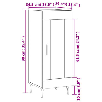 vidaXL Servantă, gri beton, 34,5x34x90 cm, lemn compozit