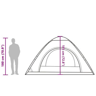 vidaXL Cort camping, 5 persoane, gri/oranj, setare rapidă