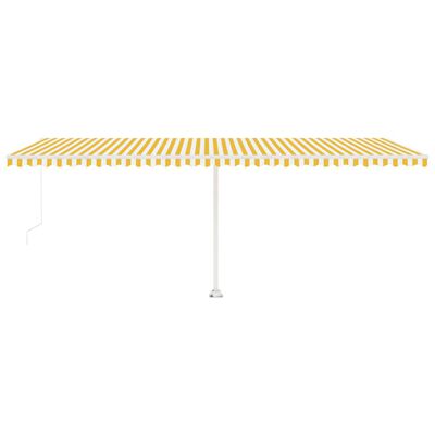 vidaXL Copertină retractabilă manual cu LED, galben și alb, 600x300 cm