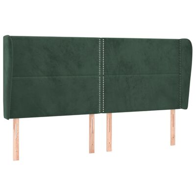 vidaXL Tăblie pat cu aripioare verde închis 203x23x118/128cm catifea