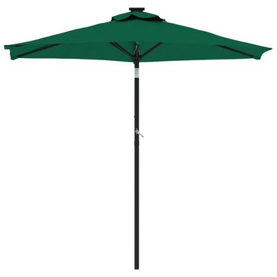 vidaXL Umbrelă soare de grădină stâlp din lemn verde 225x225x212 cm