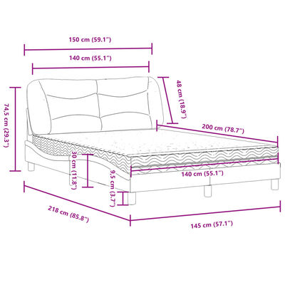 vidaXL Pat cu saltea, maro, 140x200 cm, piele ecologică