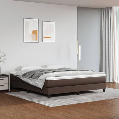 vidaXL Cadru de pat box spring, maro, 180x200 cm, piele ecologică