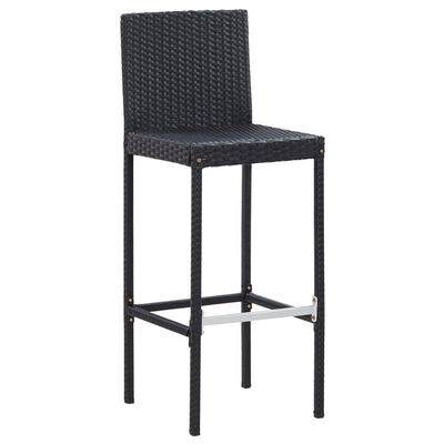 vidaXL Set mobilier de exterior 5 piese, negru, poliratan, lemn acacia