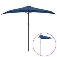 vidaXL Umbrelă balcon tijă aluminiu albastru 270x144x222cm, semirotund