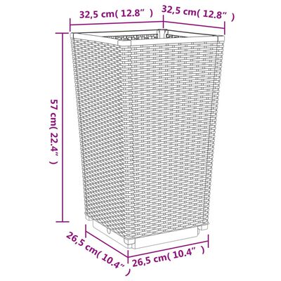 vidaXL Jardiniere de grădină, 4 buc., maro, 32,5x32,5x57 cm, PP