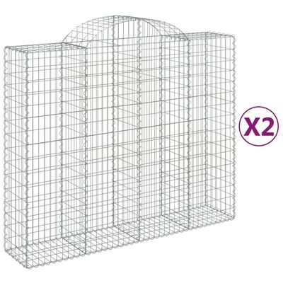 vidaXL Coșuri gabion arcuite 2 buc, 200x50x160/180 cm, fier galvanizat