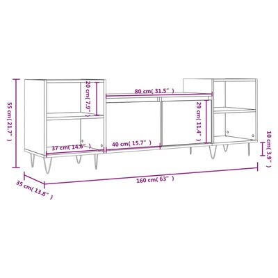 vidaXL Comodă TV, gri sonoma, 160x35x55 cm, lemn prelucrat