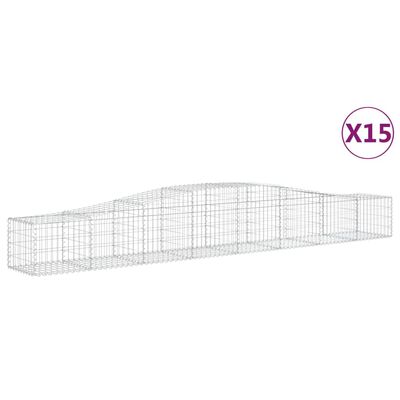 vidaXL Coșuri gabion arcuite 15 buc, 400x50x40/60 cm, fier galvanizat