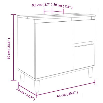 vidaXL Dulap de baie, stejar maro, 65x33x60 cm, lemn prelucrat