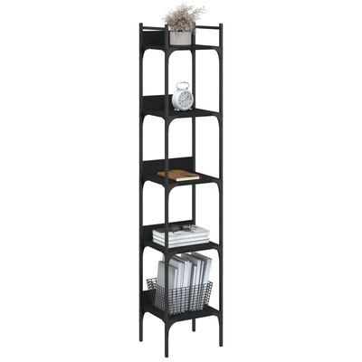 vidaXL Bibliotecă cu 5 niveluri, negru, 35x30x174 cm, lemn prelucrat