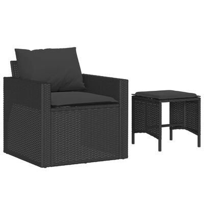 vidaXL Set mobilier de grădină cu perne, 4 piese, negru, poliratan