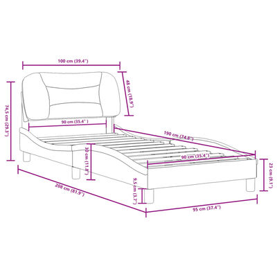 vidaXL Cadru de pat cu tăblie, negru, 90x190 cm, piele ecologică