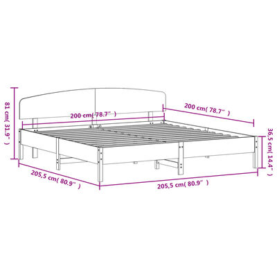 vidaXL Cadru de pat fără saltea, maro ceruit 200x200 cm lemn masiv pin