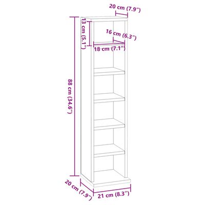 vidaXL Dulap CD-uri, gri beton, 21x20x88 cm, lemn compozit