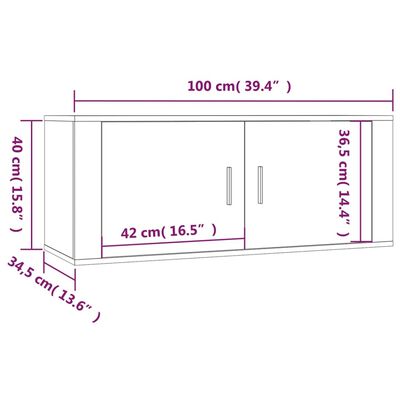 vidaXL Dulapuri TV montate pe perete, 3 buc., alb, 100x34,5x40 cm