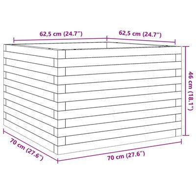 vidaXL Jardinieră de grădină, 70x70x46 cm, lemn de pin impregnat