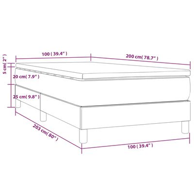 vidaXL Pat box spring cu saltea, roz, 100x200 cm, catifea