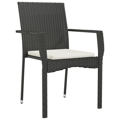 vidaXL Set mobilier de grădină cu perne, 9 piese, negru, poliratan