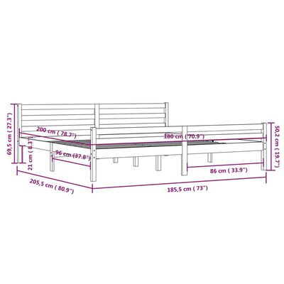 vidaXL Cadru de pat Super King, 180x200 cm, lemn masiv