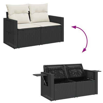 vidaXL Set mobilier de grădină cu perne, 6 piese, negru, poliratan